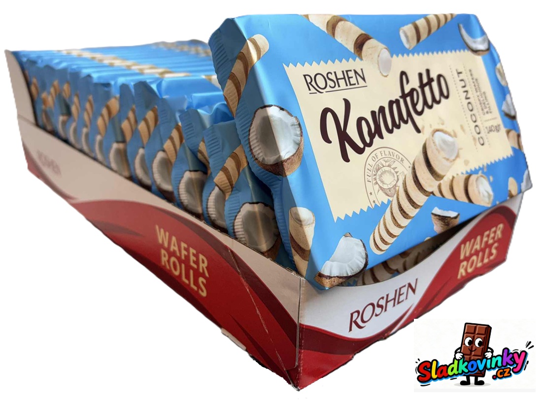 Roshen Oplatké trubičky Konafetto kokosové 140g KARTON